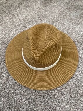 J. Crew Tan Straw Sun Hat with White band